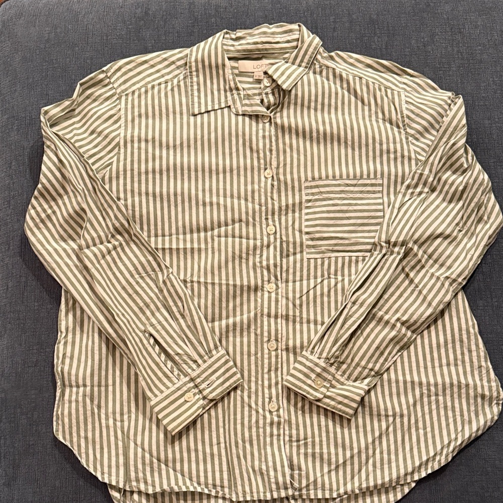 LOFT Olive Striped Men's Button Down Shirt